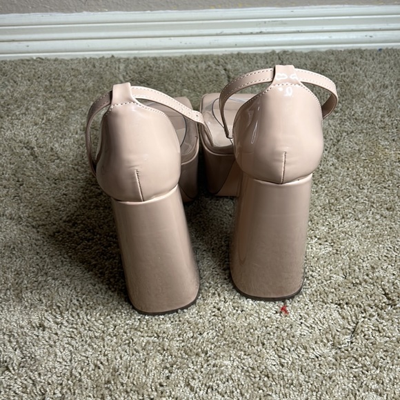 Clear Nude Platform Block Heels - Picture 7 of 10